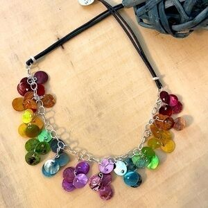 $49 SALE Handmade Rainbow Shell Choker Necklace LGBT+ Colorful Pride NWT